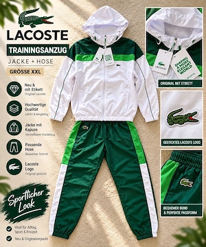 Sportlicher Lacoste Tracksuit XXL | Grün Weiß | Neu & Stylisch