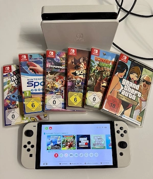 Nintendo Switch (OLED-Modell) Weiß, Inkl. Spiele