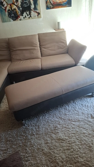 Ledersofa mit Rolli und Tisch (leer) 100 Euro, nur Selbstabholer