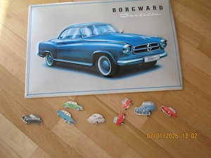 vintage Blechschild Borgward Isabella mit 8 Magneten