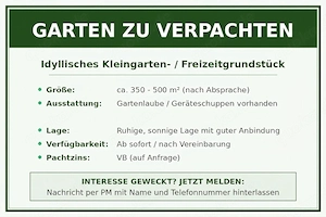 Würselen garten zu verpachten schrebergarten