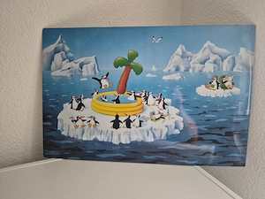 Magnetwand Metallschild Pinguin Party Bild 2