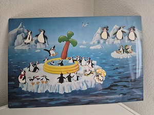 Magnetwand Metallschild Pinguin Party