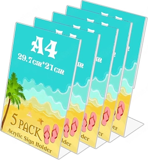 5 Stück A4 Tischaufsteller L-Form Acryl Ständer Neu Bild 3