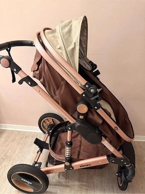 KIDUKU 3-in-1 Kombi-Kinderwagen inkl. Babyschale   Beige Bild 3
