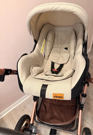 KIDUKU 3-in-1 Kombi-Kinderwagen inkl. Babyschale   Beige Bild 4