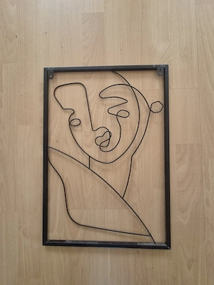    Line-Art Wandbild Frau   Metallrahmen   50   35 cm