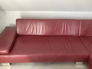 Schillig Ledercouch Ecksofa mit Ottomane + Hocker Bild 8