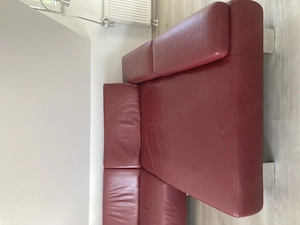 Schillig Ledercouch Ecksofa mit Ottomane + Hocker Bild 4