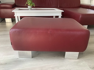 Schillig Ledercouch Ecksofa mit Ottomane + Hocker Bild 5