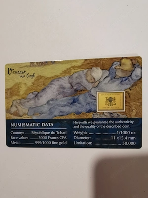 Goldbarren "Vincent van Gogh - Mittagsrast" in Coincard, 1 1000 oz Feingold  Bild 4