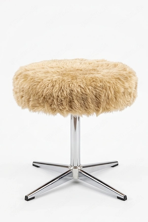 Mid Century Fellhocker Paar mit Chrom-Gestell  Bild 2