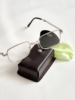Faltbare neue Lesebrille +2,5 silber mit Etui und Tuch