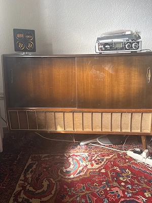 Philips Vintage Musiktruhe mit Radio & Plattenspieler   50er 60er Jahre