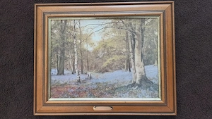 Gerahmter Kunstdruck  Beechwood  von E. W. Waite   Vintage-Holzrahmen