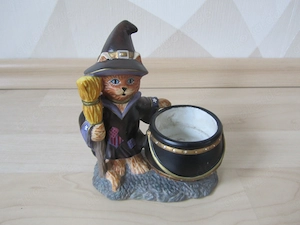 PARTYLITE Votivkerzenhalter Zauberkätzchen Keramik Halloween
