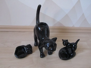 PARTYLITE Teelichthalter Schwarze Katzen Keramik P9415
