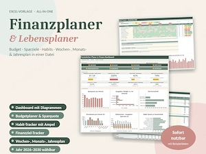 Excel Finanzplaner & Lebensplaner   Budget, Habits, Sparziele