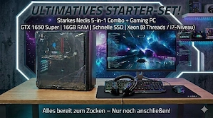 Gaming-PC | GTX 1650 Super | Xeon 8-Threads (i7-Niveau) | 16 GB RAM | SSD+HDD | Win 11 & Office 2024