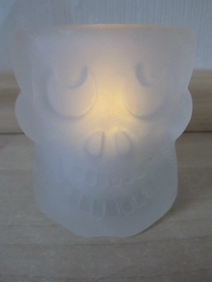 PARTYLITE KERZENHALTER Spuky Paar Totenkopf Milchglas Halloween