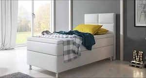 Boxspringbett Miami 90 x 200 cm Kunstleder Weiß Komfortbett Bett