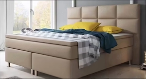 Boxspringbett 180x200 cm Kunstleder Muddy beige Komfortbett Bett