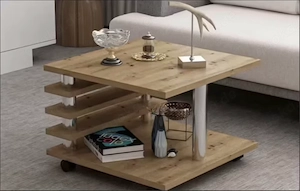 Couchtisch Artizan Eiche Nachbildung Wohnzimmertisch mit Rollen