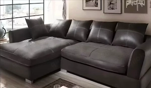 Design Couchgarnitur Anthrazit Sofa K-Leder Eck Sofa Wohnzimmer