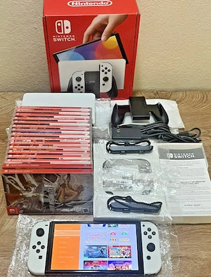 Nintendo Switch OLED 64 GB Joy-Con weiß + 17 Spiele