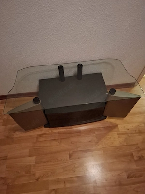 Taurus TV- HiFi-Möbel mit Glasplatte   Silber Schwarz   Vintage