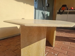Eleganter Travertin   Marmor Couchtisch Achteckig Vintage