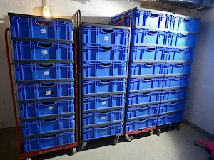 BITO Euro-Stapelbehälter XL 86 l mit Klappdeckel 600x800x238 mm blau