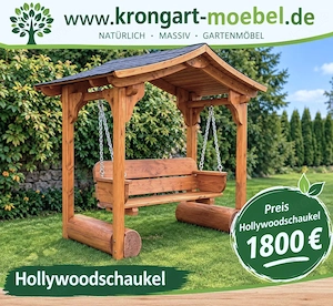 Hollywoodschaukel. Gartenmöbel. Holzmöbel.