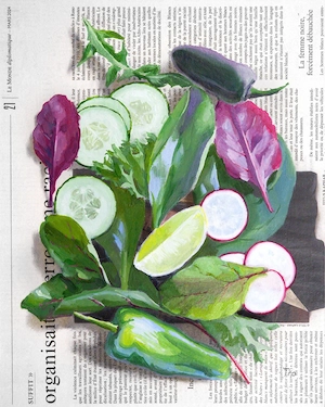 Salat Bild Gemälde Originalkunst Gemüse Küche Ölbild Ölgemälde