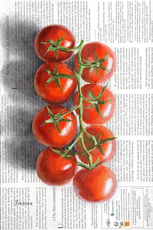 Tomaten Gemälde Originalkunst Gemüse Rispentomaten Ölbild Ölgemälde Küche