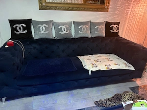 Chesterfield-Stil Sofa dunkelblau