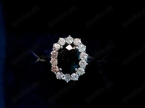 Verlobungsring Diana, Saphir mit Diamanten