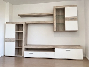 Moderne Wohnwand   TV-Wand   Weiß & Holzoptik   ca. 3 m