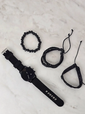 Geneva Herren-Armbanduhr mit 3 Armbändern schwarz, neu