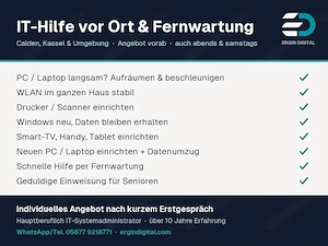 IT-Hilfe vor Ort in Calden, Kassel & Umgebung: PC, WLAN, Drucker, Datenrettung