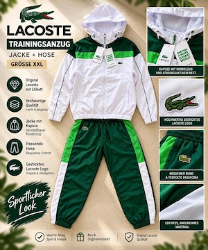 Lacoste Trainingsanzug XXL | Grün Weiß | Sportlich & Stylisch