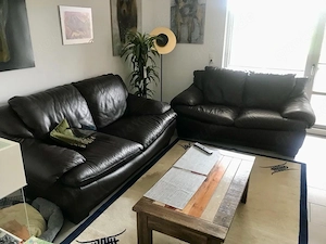 Leder Garnitur 3-teilig, 2x Ledersofa & 1x Sessel Abholung sofort