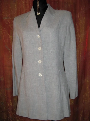 NEU Leinen Kostüm Anzug Long BLAZER oder Kurz MANTEL BIBA by ESCADA 36-38 S Biba Gr. 1 hell- grau