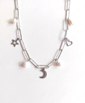 Damenhalskette Perlkette Charms Accessoire Schmuck *NEU