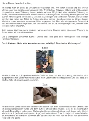Dringende Wohnungssuche - Suchen Menschen mit Herz