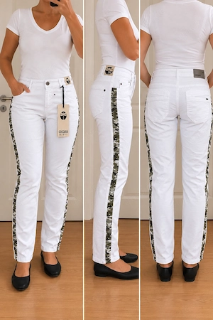Coccara Stylische Damen Hose Jeans Gr 29 36 S weiß Neu