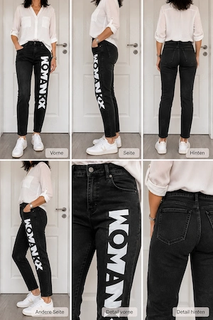 Noisy May Damen Jeans Schwarz Slim Fit mit Logo Gr S 36 Neu