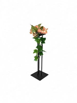 Kerzenständer Metall schwarz mit Blüten und Efeu 30 cm