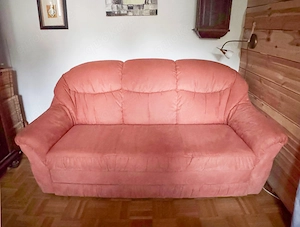 Couch   Schlafsofa ausziehbar zum Doppelbett, Velours-Microfaser