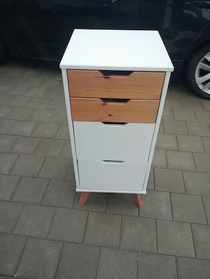 Trendteam Beistellschrank weiß Holzoptik   90 cm hoch